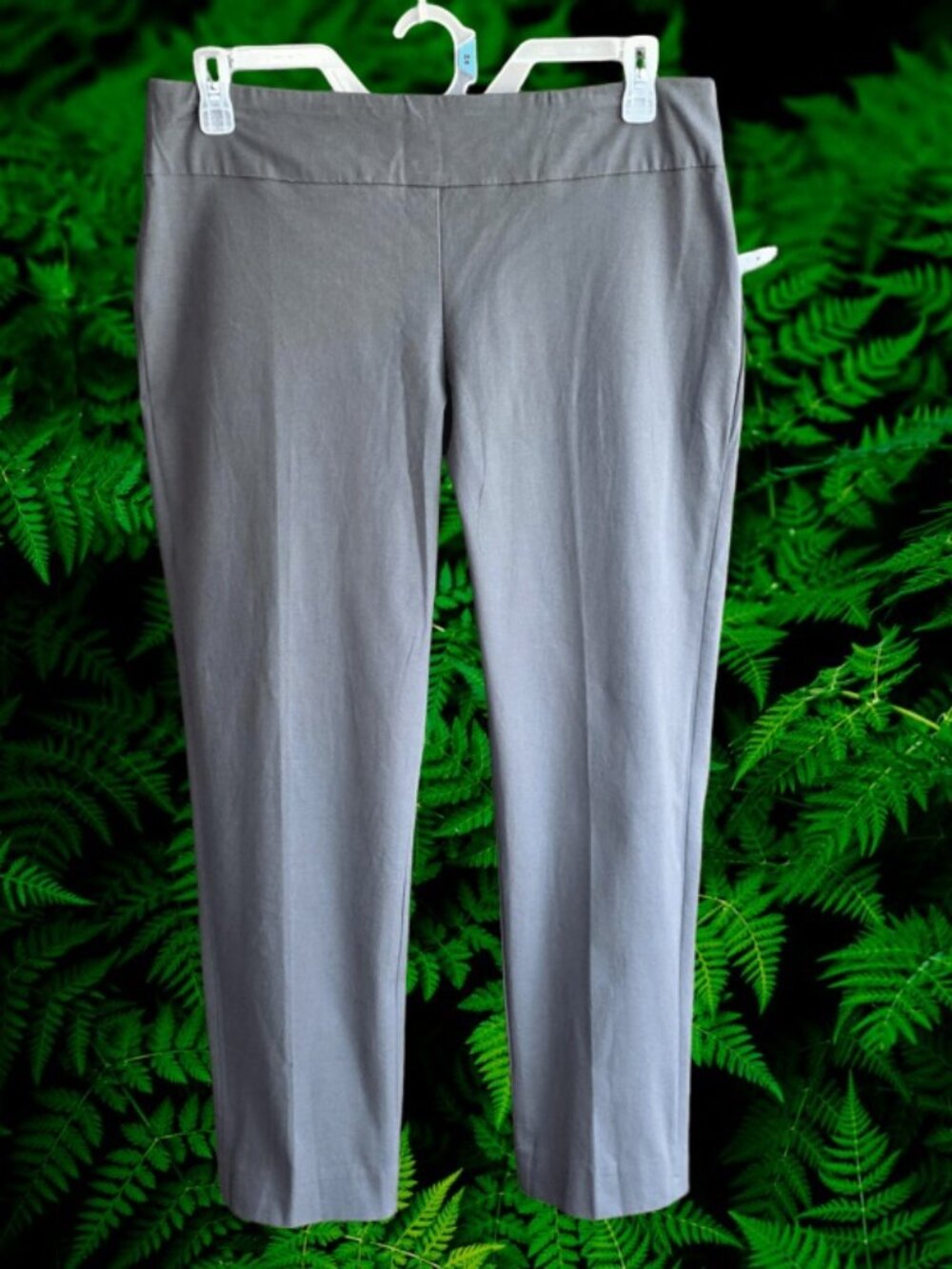 Crown & ivy Womens Ashley Bi Stretch Pull On Ankle Pants Grey Size 14